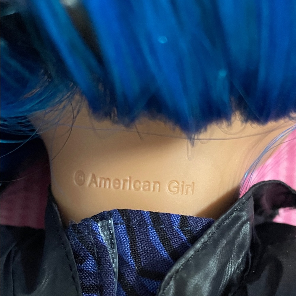 American Girl Doll Truly Me #92 with Blue and Pink Hair and Plaid Dress - Picture 3 of 4